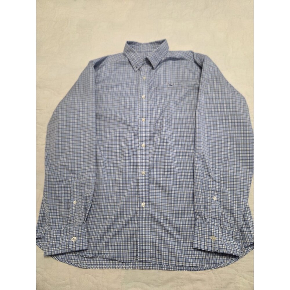 Vineyard Vines Performance Classic Fit Whale Shirt Nylon Spandex Stretch Size L